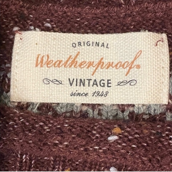 Original Weatherproof Vintage Maroon & Gray Fairisle Sweater - Sz XS - Picture 3 of 12